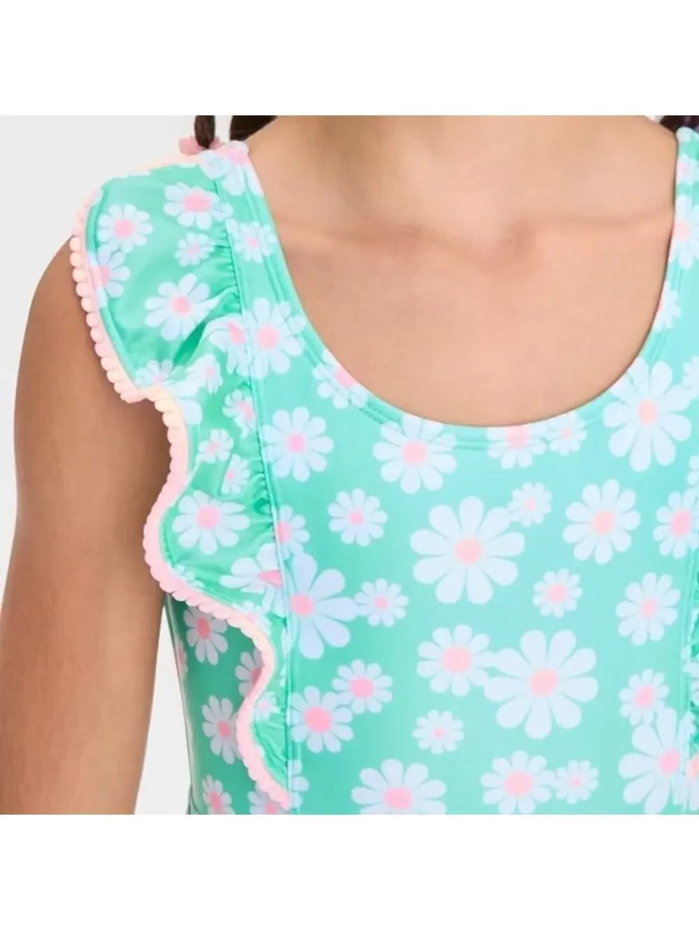 Cat & Jack NWT Girls' Endless Daisies Floral Printed One Piece Swimsuit M (8)
